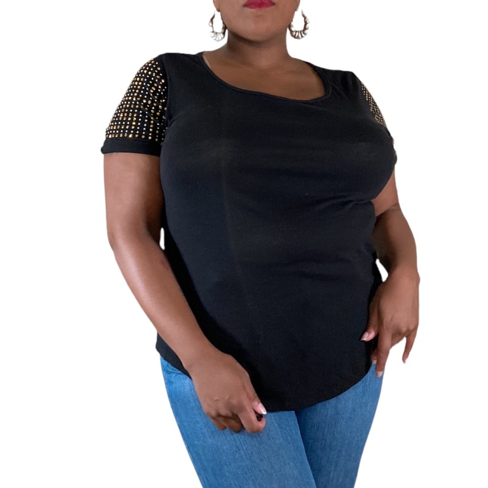 Black Top with Gold Studded Shoulders